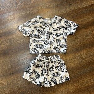 Jessica Simpson Black and White Leaf Outfit